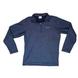 Columbia Quarter Zip Fleece Pullover Mens Small Blue Outdoor Sweater